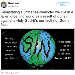 Ken Ham: Hurricanes Are “Our Fault” Because a Woman Once Ate An Apple