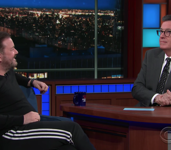 Stephen Colbert Asked Ricky Gervais If He Thinks God is Real Now That He’s Older