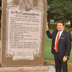 GOP Legislator Falsely Blames Atheists for Wrecking AR Ten Commandments Monument