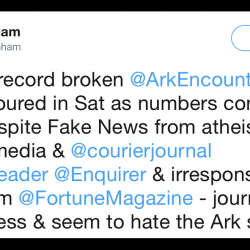 Ken Ham Claims the Media is Lying About Ark Encounter Attendance Numbers