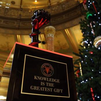 Satanic Temple “Snaketivity” Sculpture Goes Up in Illinois State Capitol