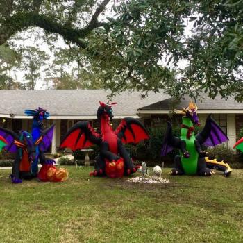 A Woman’s Dragon Display Angered Her Christian Neighbor (So She Added Halos)