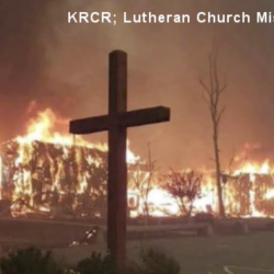 Christians “Inspired” by Cross, Surrounded by Concrete, That Was Spared in Fire