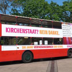 German Bus Ad Calls for Church/State Separation: “A Papal State? No Thanks.”