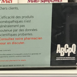 Many Quebec Pharmacies Now Include a Warning Sign Near Homeopathic Products