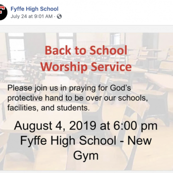 Fyffe High School (AL) Illegally Promotes “Back to School Worship Service”