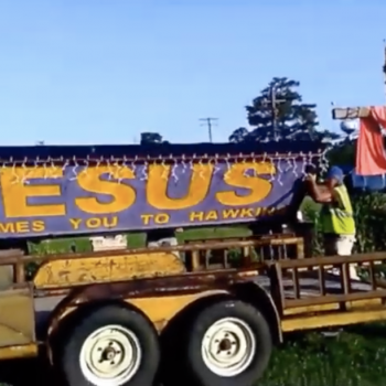 Enjoy This Video of TX Workers Removing the “JESUS Welcomes You to Hawkins” Sign