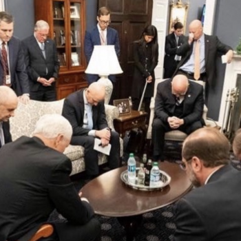 Here’s a Picture of Mike Pence’s Team Attempting to Pray Away Coronavirus