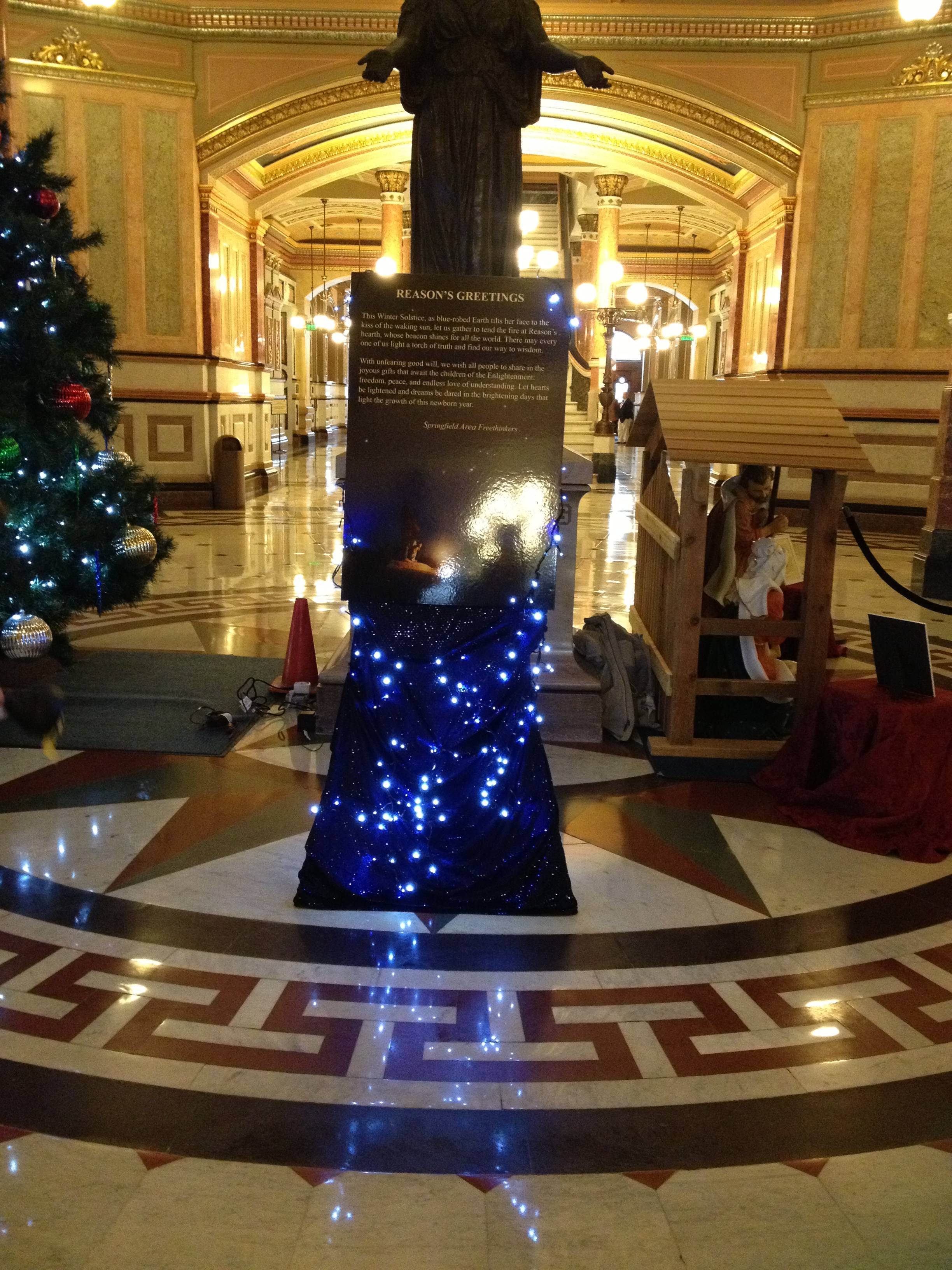 The Illinois State Capitol Rotunda is Now Home to a Very Optimistic Atheist Display