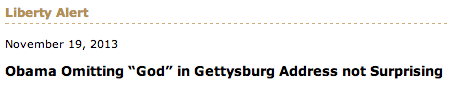 Christian Group, Ignorant of History, Complains That Obama Omitted ‘Under God’ from Gettysburg Address Video