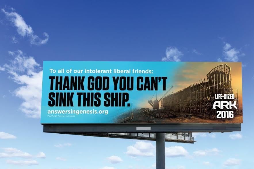 New Creationist Billboard Campaign Aimed at “Our Intolerant Liberal Friends”