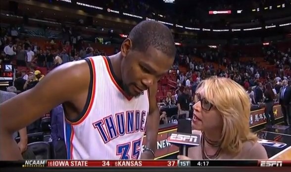 An ESPN Reporter Giggles When NBA Star Kevin Durant Gives Credit to God in Interview, and the Internet Goes Crazy