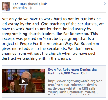 Creationist Ken Ham Accuses Pat Robertson of ‘Destructive Teaching’