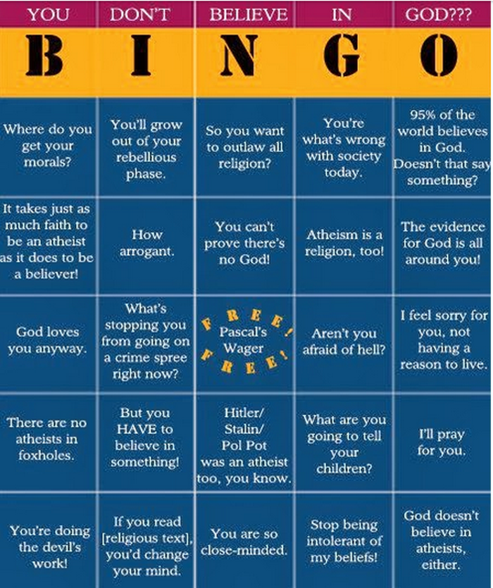 Atheist Bingo: Can You Refute All 25 Of These?