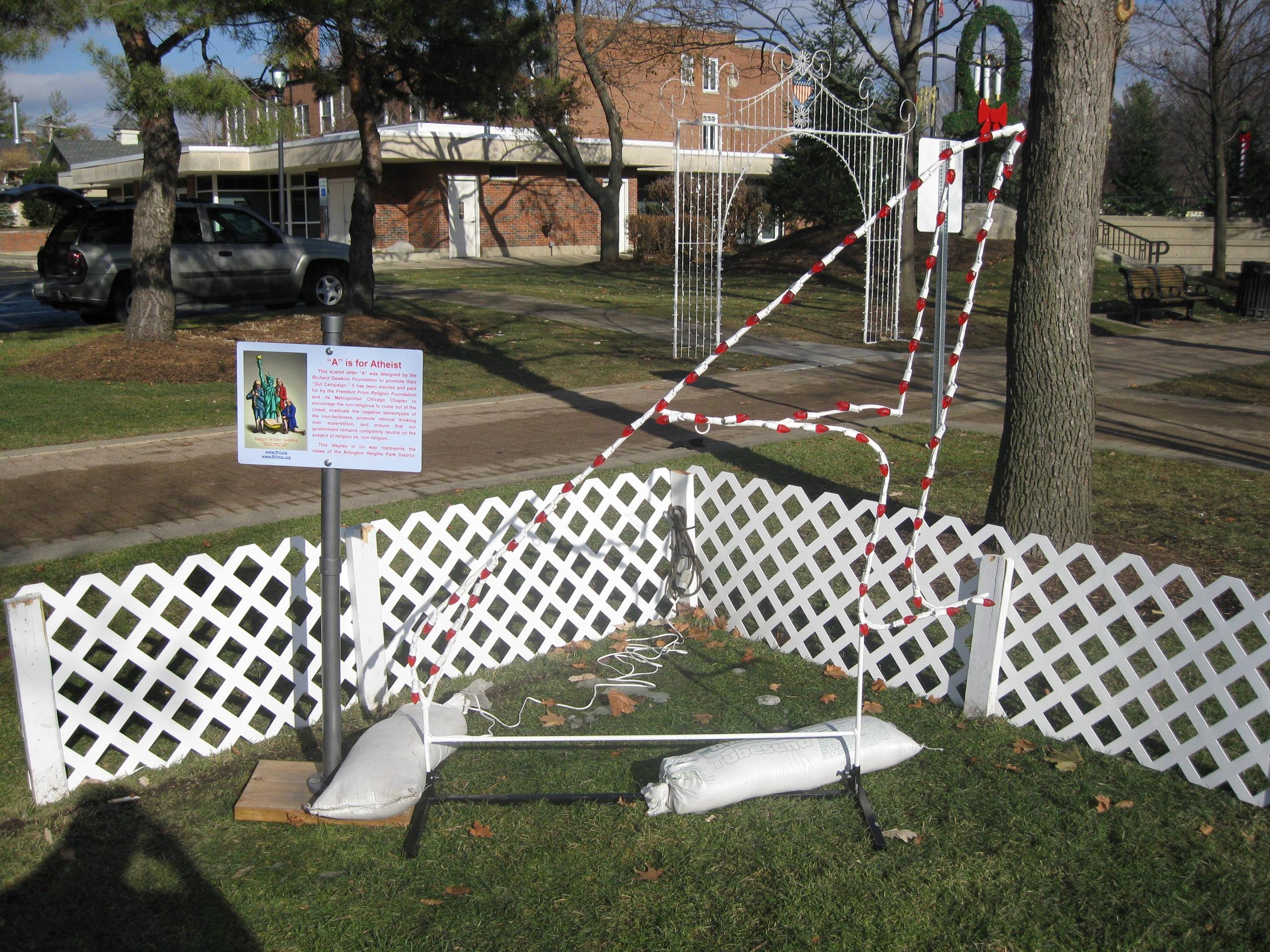 Atheist Displays in Arlington Heights (Illinois) Have Already Been Vandalized